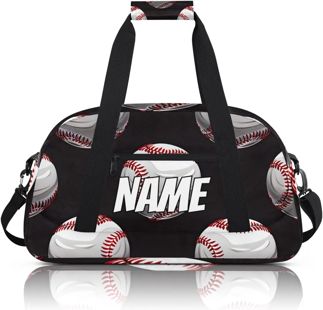 Personalized Custom Gym Bag for Women Men Carry on Funny Baseball Travel Duffel Tote Cool Sports Overnight Workout Weekender Bag