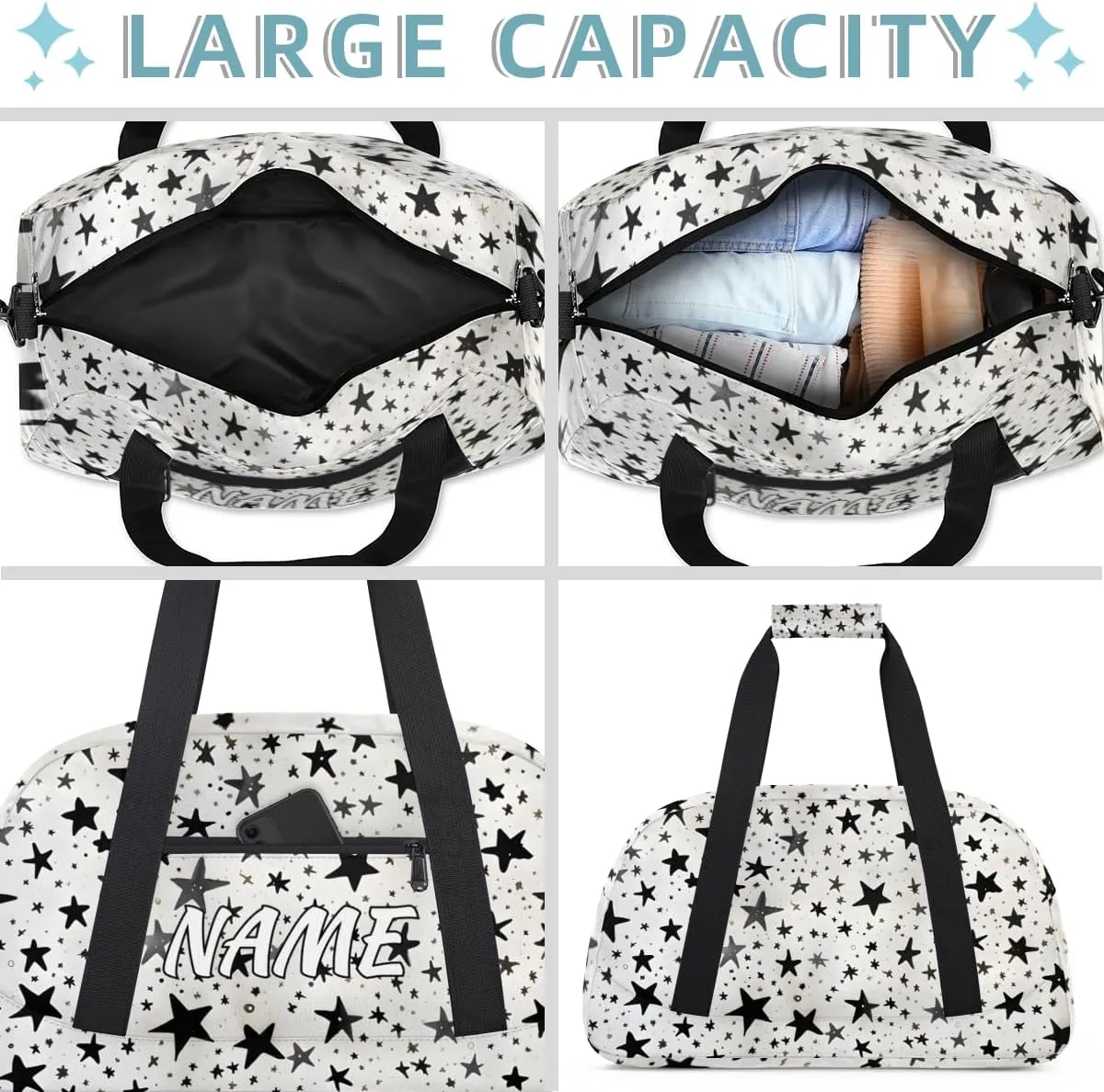 Personalized Custom Gym Bag for Women Men Carry on Galaxy Stars Travel Duffel Tote Space Universe Overnight Workout Weekender Bag