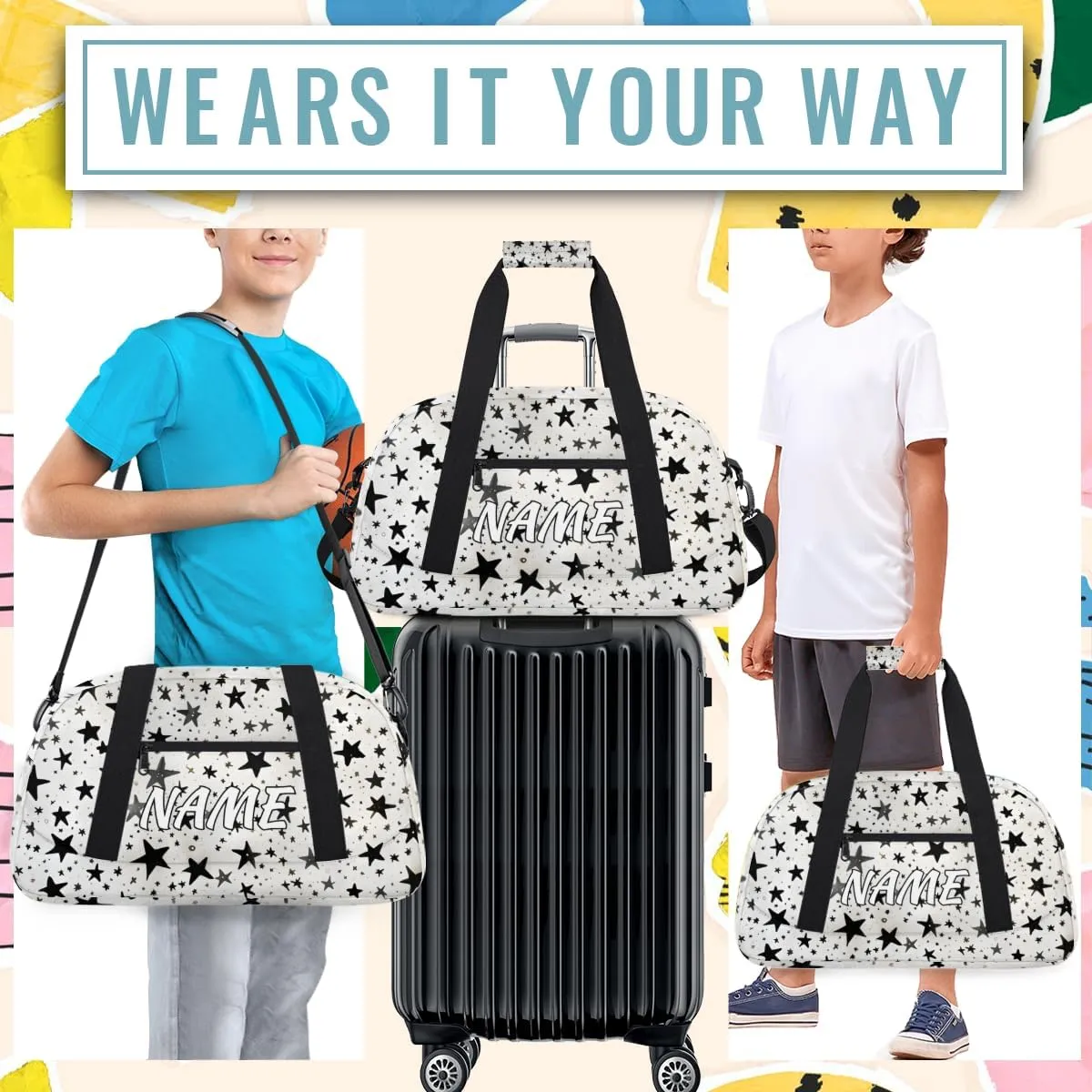 Personalized Custom Gym Bag for Women Men Carry on Galaxy Stars Travel Duffel Tote Space Universe Overnight Workout Weekender Bag