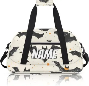 Personalized Custom Gym Bag for Women Men Carry on Halloween Bat Travel Duffel Tote Scary Black Overnight Workout Weekender Bag