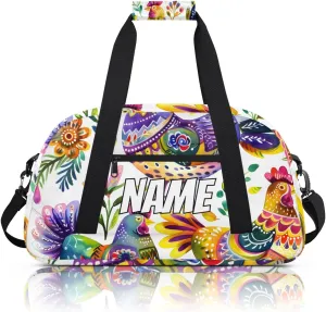 Personalized Custom Gym Bag for Women Men Carry on Rustic Rooster Travel Duffel Tote Farmhouse Animal Overnight Workout Weekender Bag