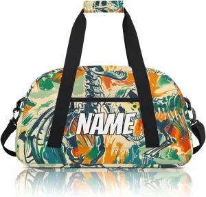 Personalized Custom Gym Bag for Women Men Carry on Skeleton Dinosaurs Travel Duffel Tote Colorful Historic Overnight Workout Weekender Bag
