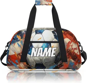 Personalized Custom Gym Bag for Women Men Carry on Soccer Games Travel Duffel Tote American Flag Overnight Workout Weekender Bag