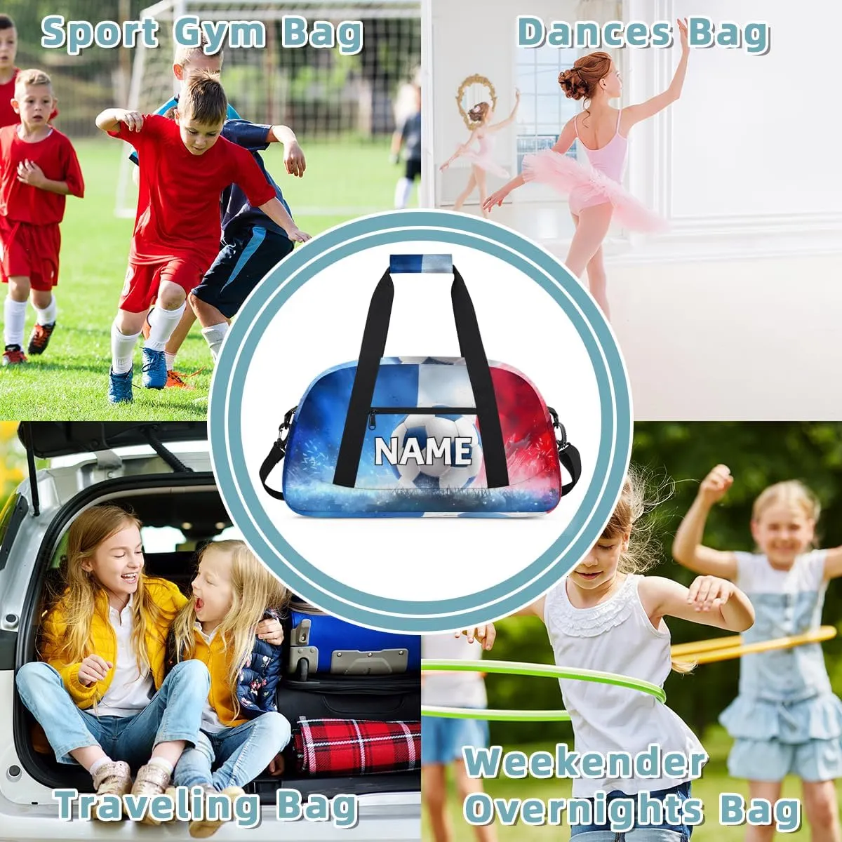 Personalized Custom Gym Bag for Women Men Carry on Sport Soccer Travel Duffel Tote Game Ball Overnight Workout Weekender Bag