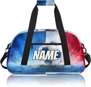 Personalized Custom Gym Bag for Women Men Carry on Sport Soccer Travel Duffel Tote Red Blue Overnight Workout Weekender Bag