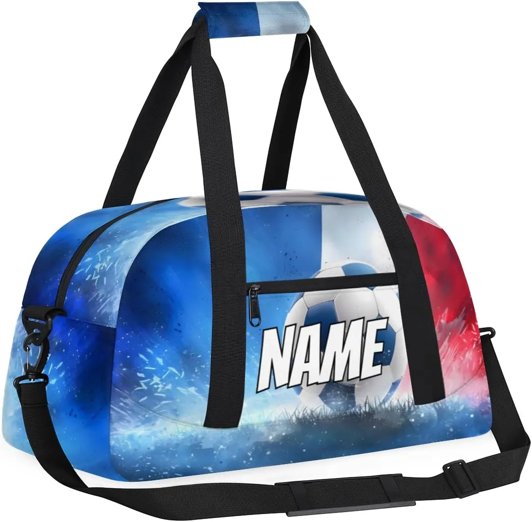 Personalized Custom Gym Bag for Women Men Carry on Sport Soccer Travel Duffel Tote Red Blue Overnight Workout Weekender Bag