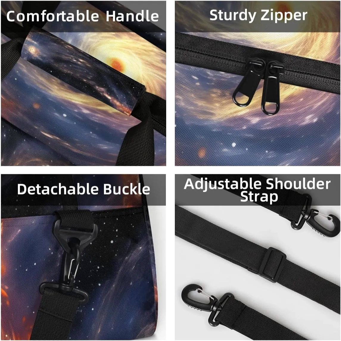 Personalized Custom Gym Bag for Women Men Carry on Starry Nebula Travel Duffel Tote Universe Night Overnight Workout Weekender Bag