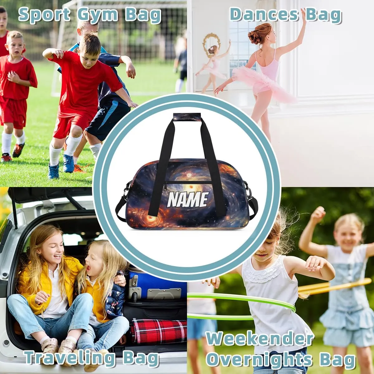 Personalized Custom Gym Bag for Women Men Carry on Starry Nebula Travel Duffel Tote Universe Night Overnight Workout Weekender Bag