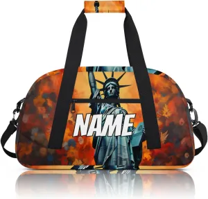 Personalized Custom Gym Bag for Women Men Carry on Winged Victory Travel Duffel Tote American Statue Overnight Workout Weekender Bag