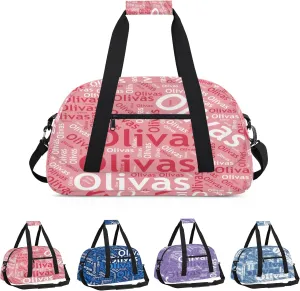 Personalized Dance Bag Gymnastics Bag for Girl, Custom Sport Duffel Bag for Boy, Kids Gym Bag Weekender Bags for Travel Sport Red White
