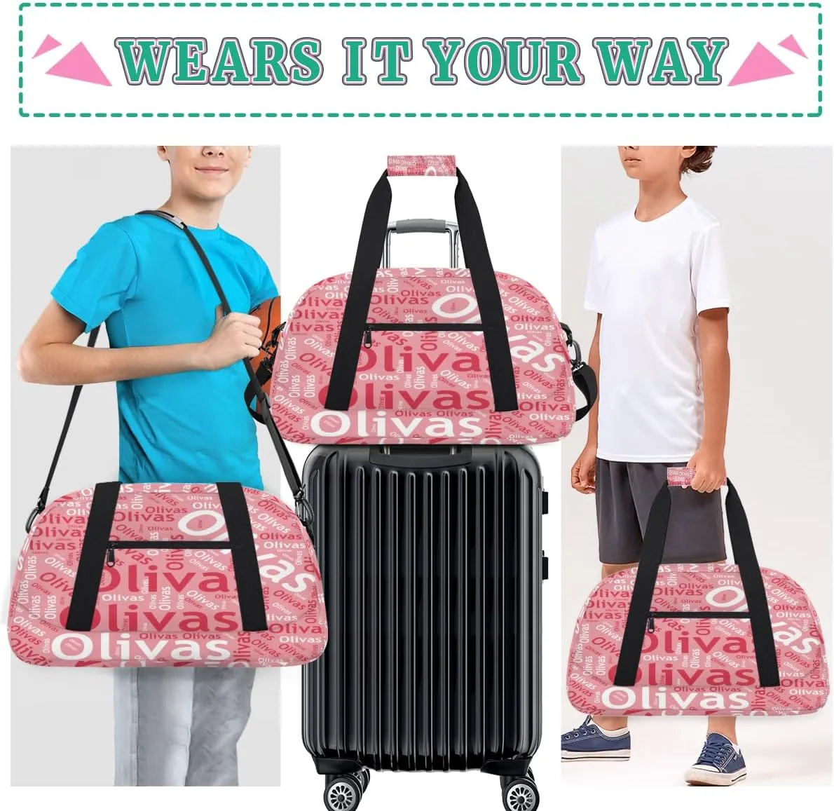Personalized Dance Bag Gymnastics Bag for Girl, Custom Sport Duffel Bag for Boy, Kids Gym Bag Weekender Bags for Travel Sport Red White