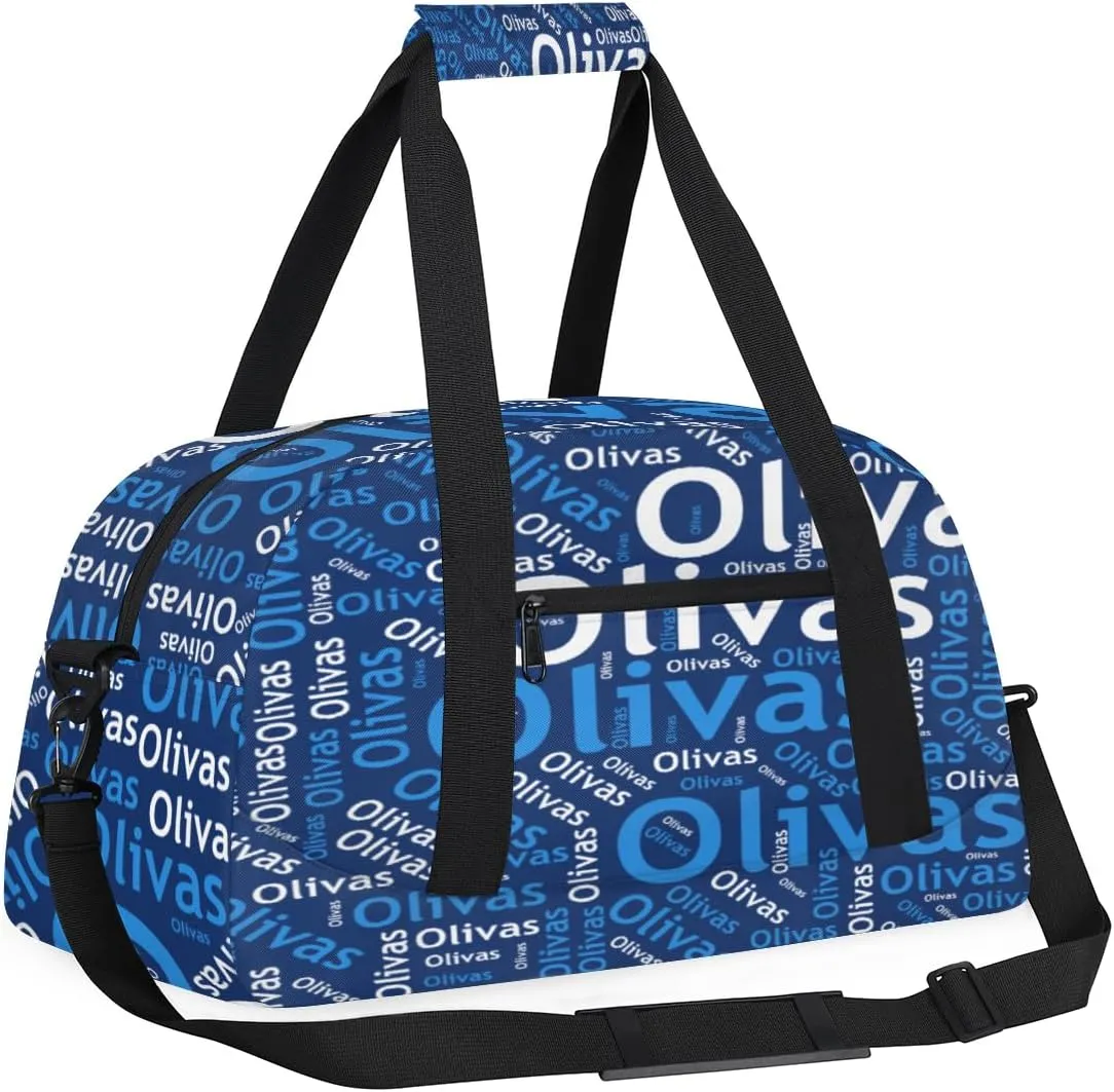 Personalized Dance Bag Gymnastics Bag for Girl, Custom Sport Duffel Bag for Boy, Kids Gym Bag Weekender Bags for Travel Sport Text Blue White