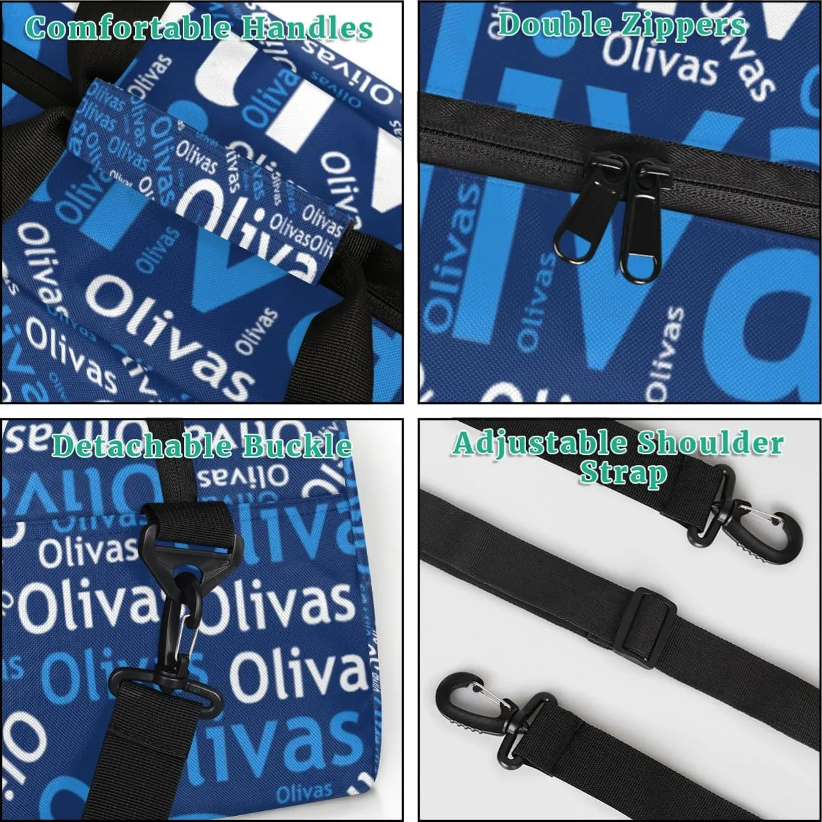Personalized Dance Bag Gymnastics Bag for Girl, Custom Sport Duffel Bag for Boy, Kids Gym Bag Weekender Bags for Travel Sport Text Blue White