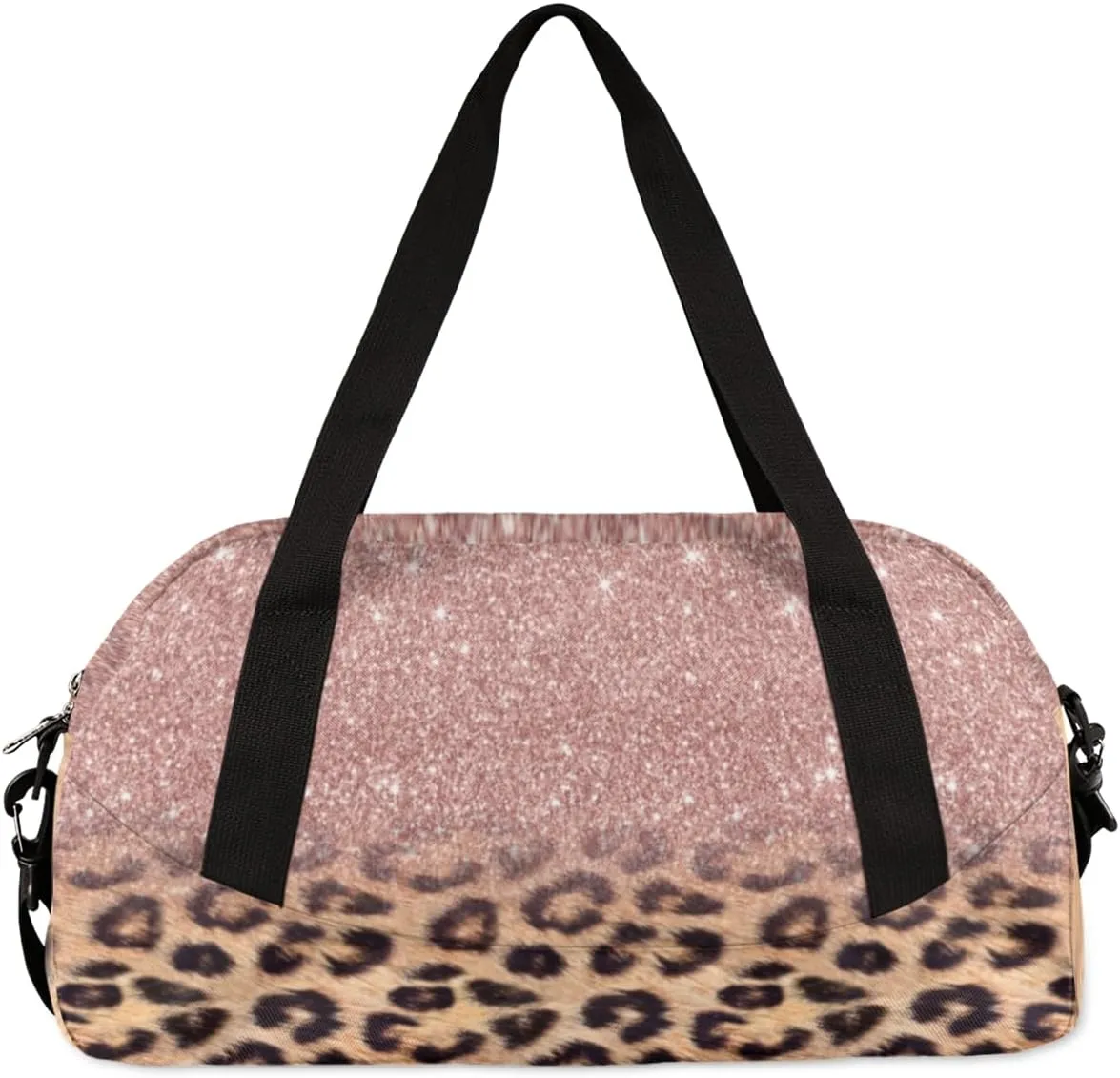Personalized Dance Gym Bag for Girl, Custom Sport Weekender Travel Duffel Bag - Rose Leopard Gymnastics