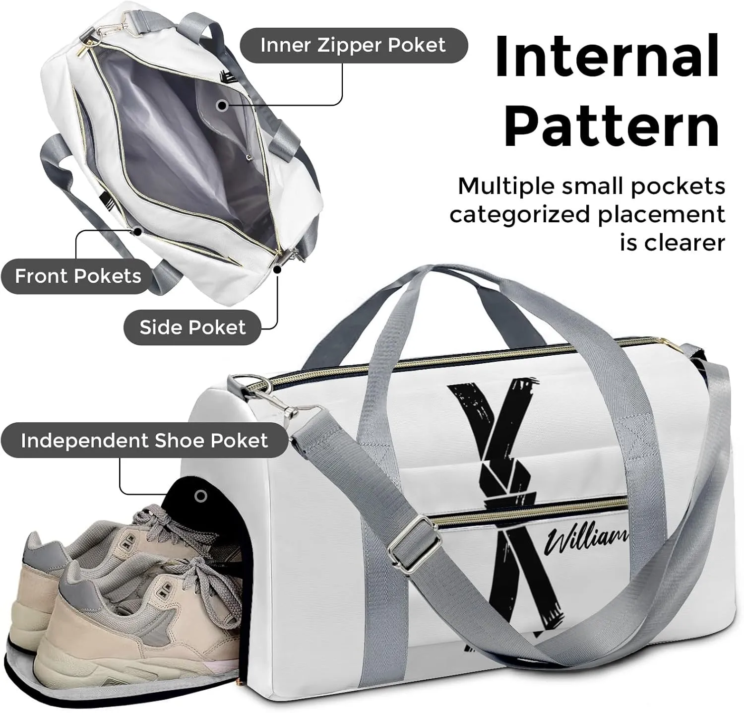 Personalized Duffel bag for Kids, Custom Small Duffle Gym Bag with Name, Sports Workout Travel Bag with Shoes Compartment, Weekender Bag, Sleepover Bag, jiujitsu, martial arts, taekwondo