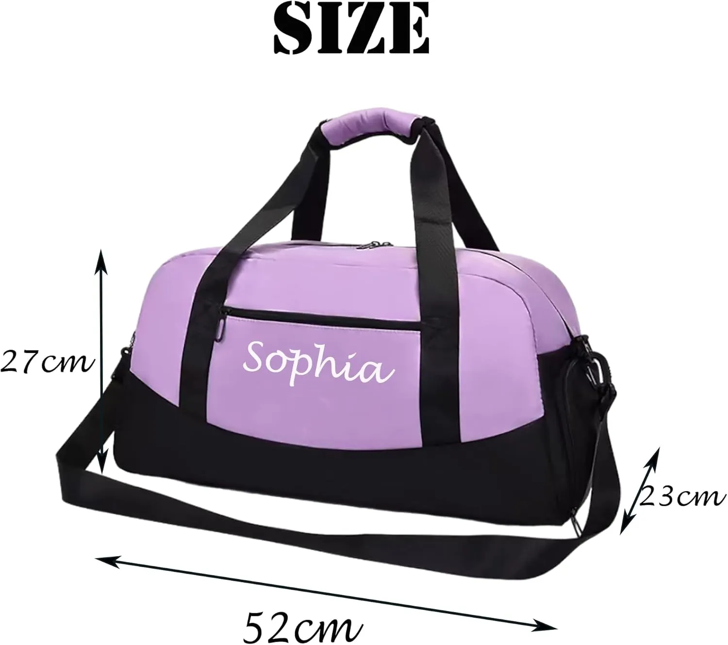 Personalized Duffel Bag Name Custom Sports Gym Bags Two Toned Travel Duffle Bag with Wet Dry Pockets & Shoe Weekend Overnight Bag for Women Men