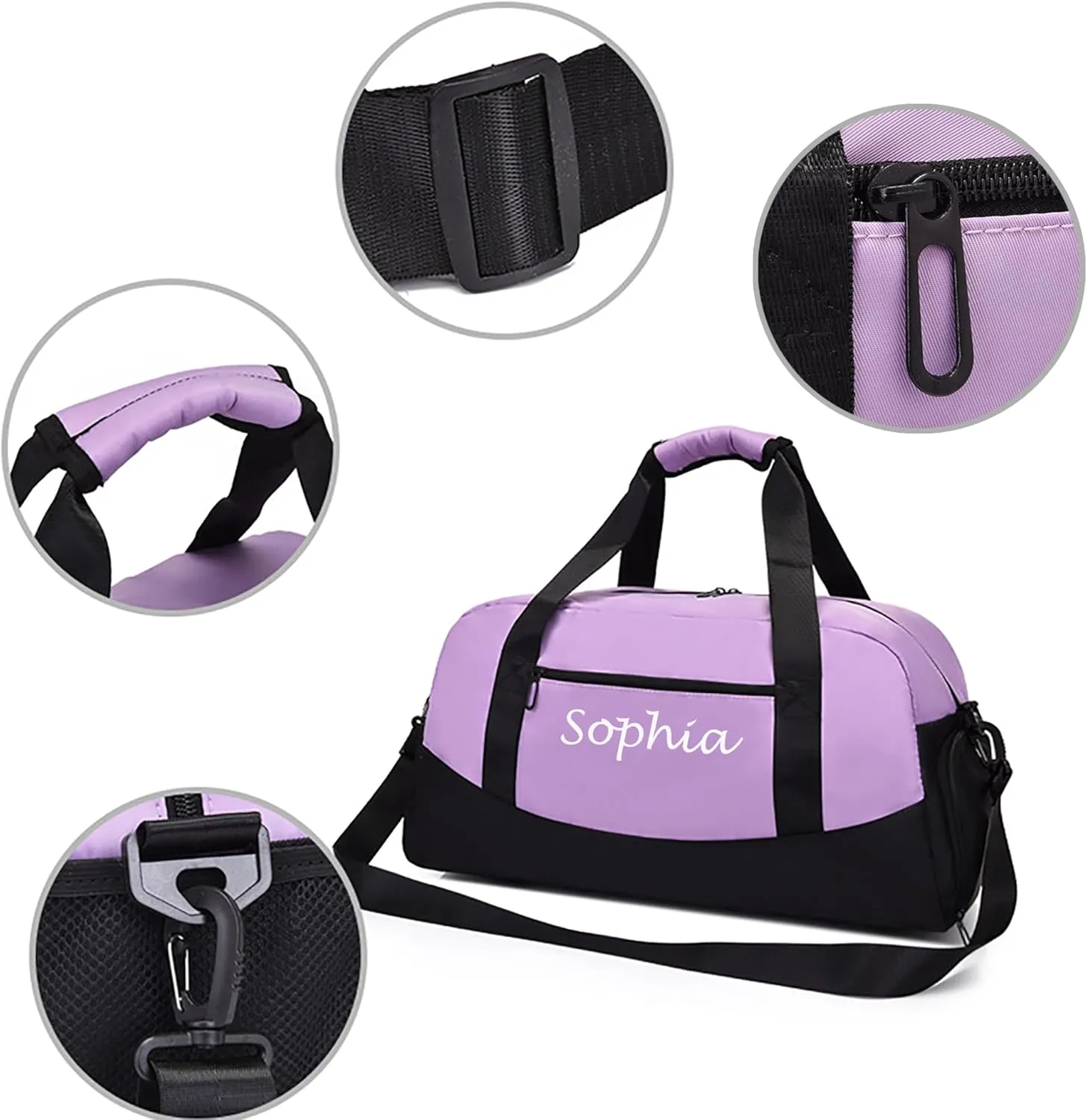 Personalized Duffel Bag Name Custom Sports Gym Bags Two Toned Travel Duffle Bag with Wet Dry Pockets & Shoe Weekend Overnight Bag for Women Men