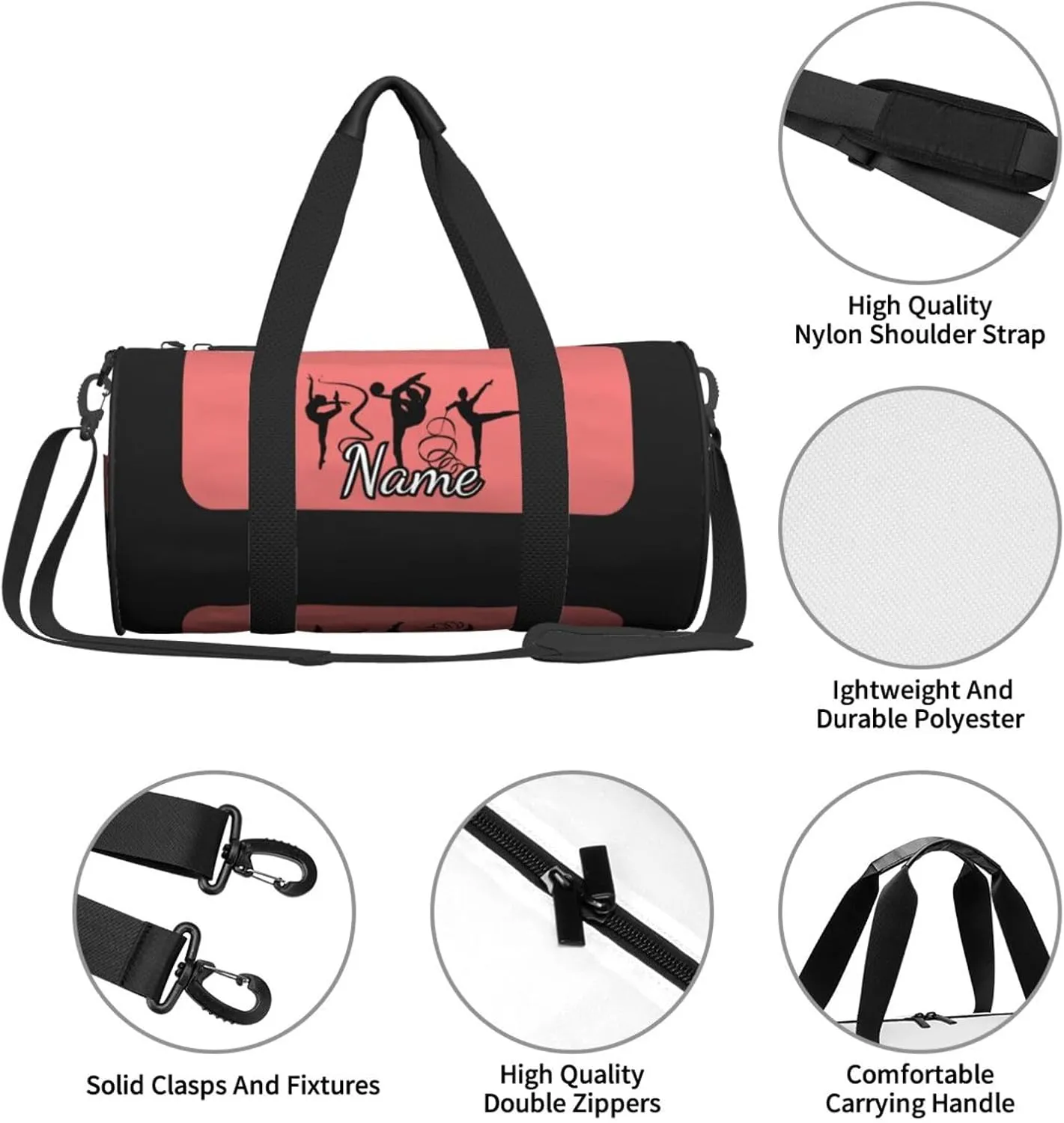 Personalized Gym Duffle Bag for Men,Custom Sports Tote Bag with Name for Women Weekender Carry On Personal Item,17in Cheerleading Girl Duffel Bag for Travel Overnight Fitness Dance