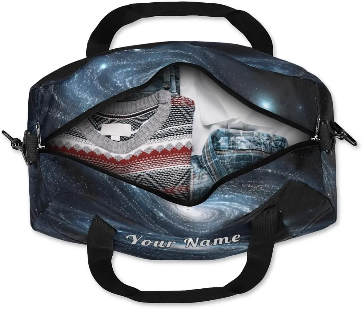 Personalized Kids Duffel Bag Galaxy Universe,Custom Sport Gym Bag for Boys Girls,WWeekender Overnight Bags Travel Duffel Bag,Customized Kids Gift