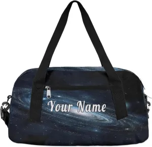 Personalized Kids Duffel Bag Galaxy Universe,Custom Sport Gym Bag for Boys Girls,WWeekender Overnight Bags Travel Duffel Bag,Customized Kids Gift