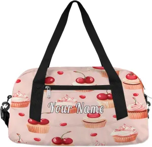 Personalized Kids Duffel Bag Sweet Cupcake Pattern,Custom Sport Gym Bag for Boys Girls,WWeekender Overnight Bags Travel Duffel Bag,Customized Kids Gift