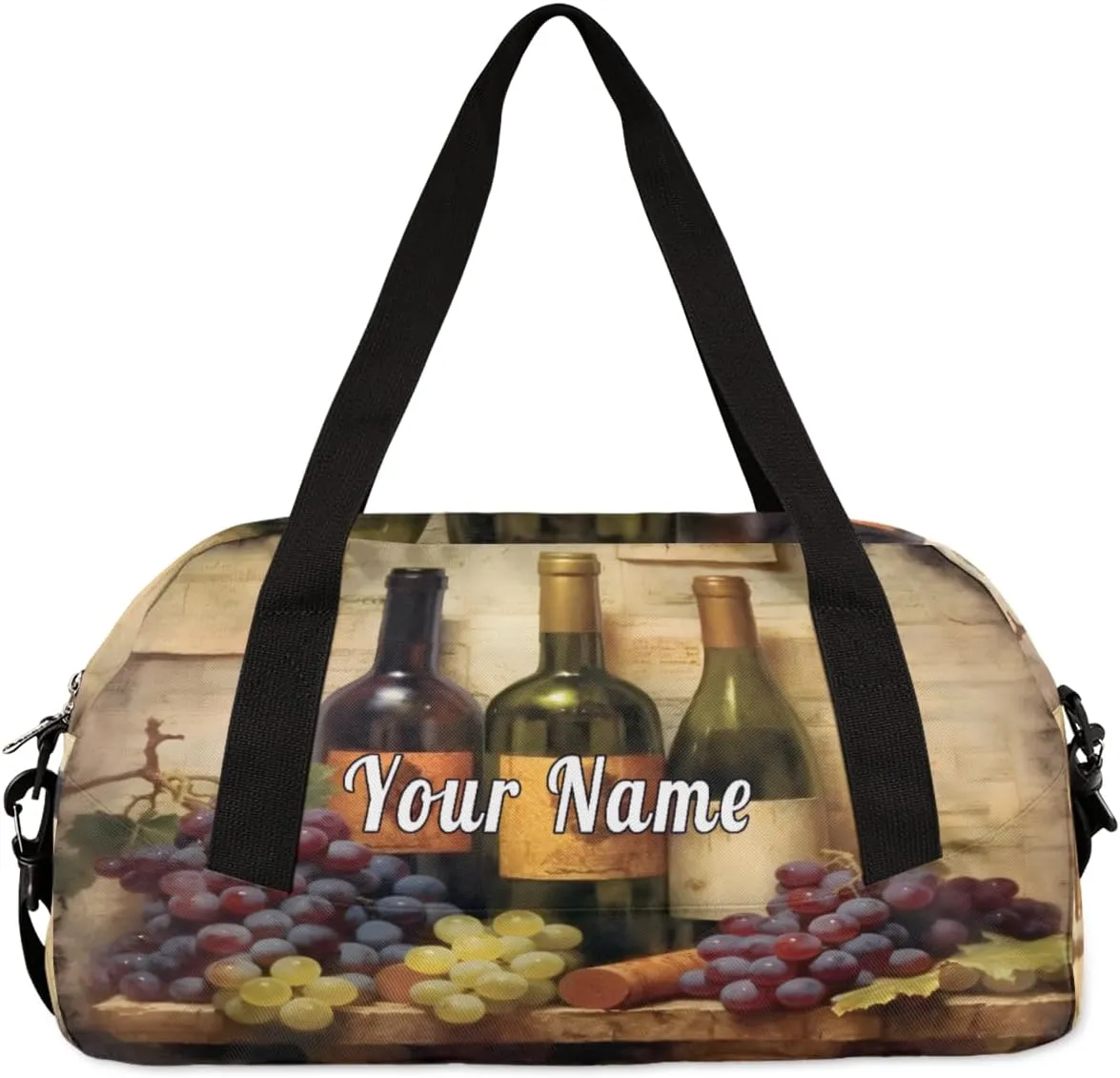 Personalized Kids Duffel Bag Vintage Wine Grape,Custom Sport Gym Bag for Boys Girls,WWeekender Overnight Bags Travel Duffel Bag,Customized Kids Gift