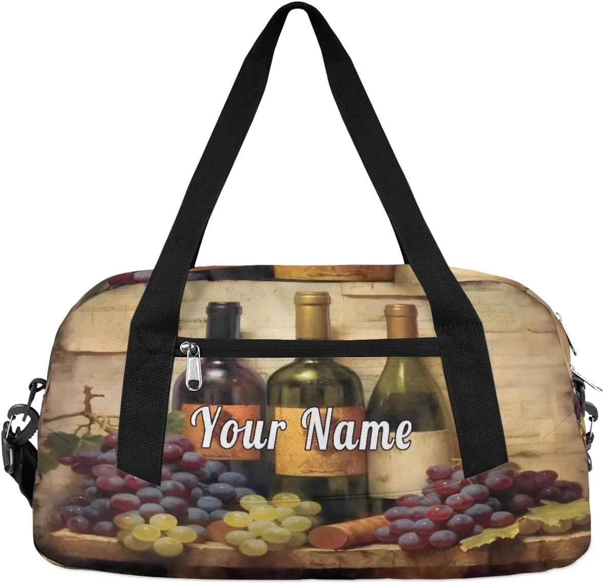 Personalized Kids Duffel Bag Vintage Wine Grape,Custom Sport Gym Bag for Boys Girls,WWeekender Overnight Bags Travel Duffel Bag,Customized Kids Gift