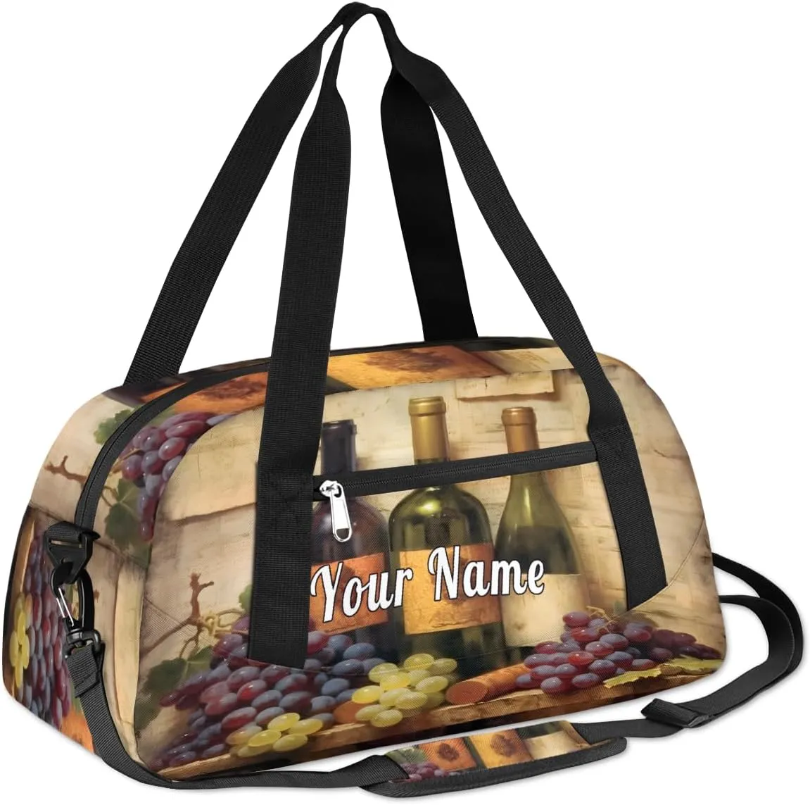 Personalized Kids Duffel Bag Vintage Wine Grape,Custom Sport Gym Bag for Boys Girls,WWeekender Overnight Bags Travel Duffel Bag,Customized Kids Gift