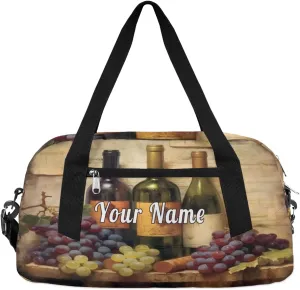 Personalized Kids Duffel Bag Vintage Wine Grape,Custom Sport Gym Bag for Boys Girls,WWeekender Overnight Bags Travel Duffel Bag,Customized Kids Gift