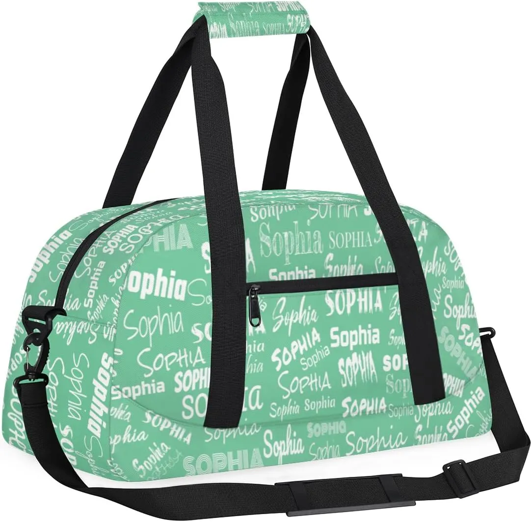 Personalized Kids Sport Gym Bag, Custom Sport Cheer Duffel Bag, Cheerleading Dance Bag Weekender Bags Travel Duffel Bag for Girl, Light Green