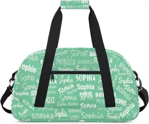 Personalized Kids Sport Gym Bag, Custom Sport Cheer Duffel Bag, Cheerleading Dance Bag Weekender Bags Travel Duffel Bag for Girl, Light Green