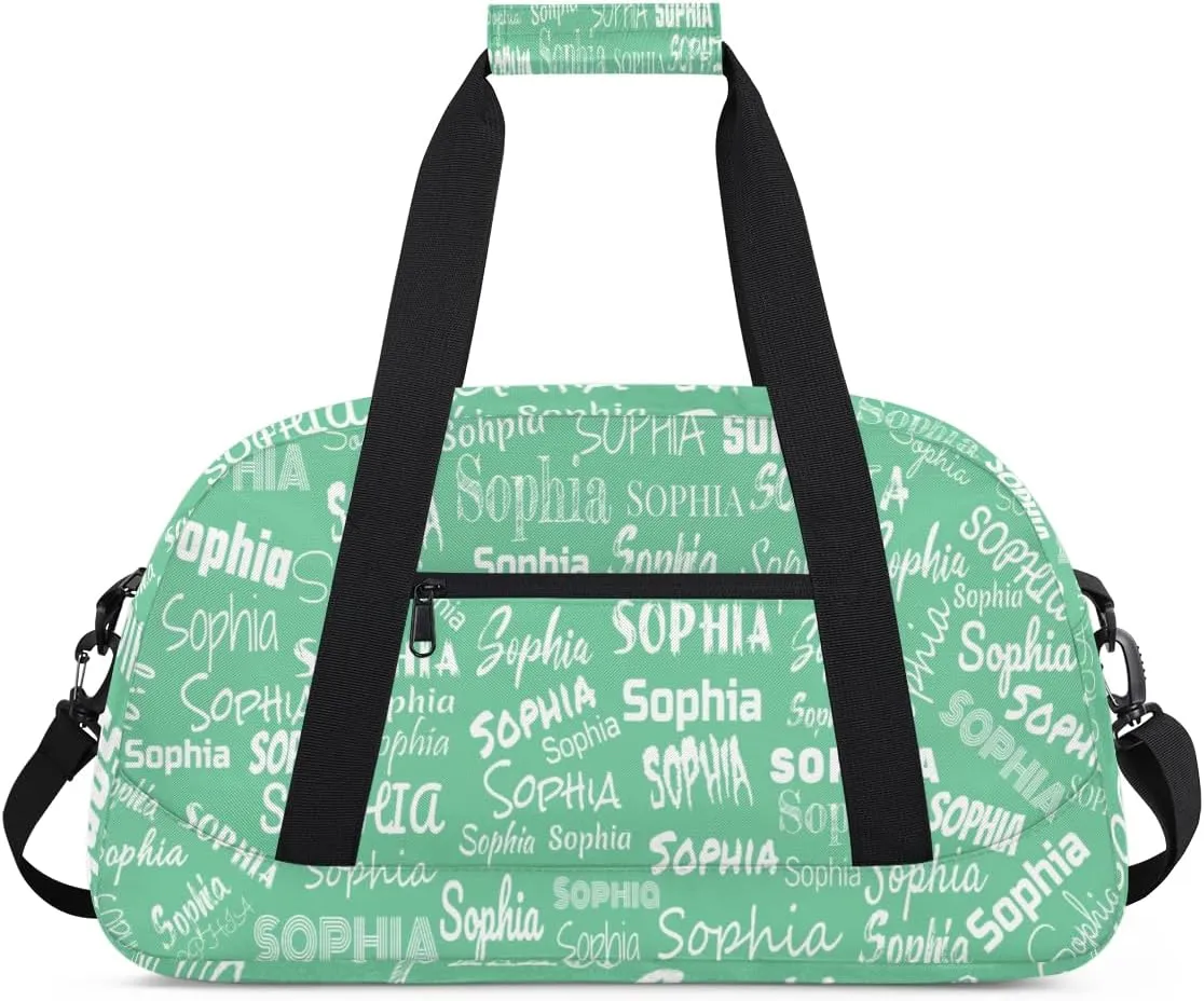 Personalized Kids Sport Gym Bag, Custom Sport Cheer Duffel Bag, Cheerleading Dance Bag Weekender Bags Travel Duffel Bag for Girl, Light Green