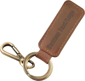 Personalized Leather Custom Keychain Engraved Name Keychain with Double Ring for Men and Women