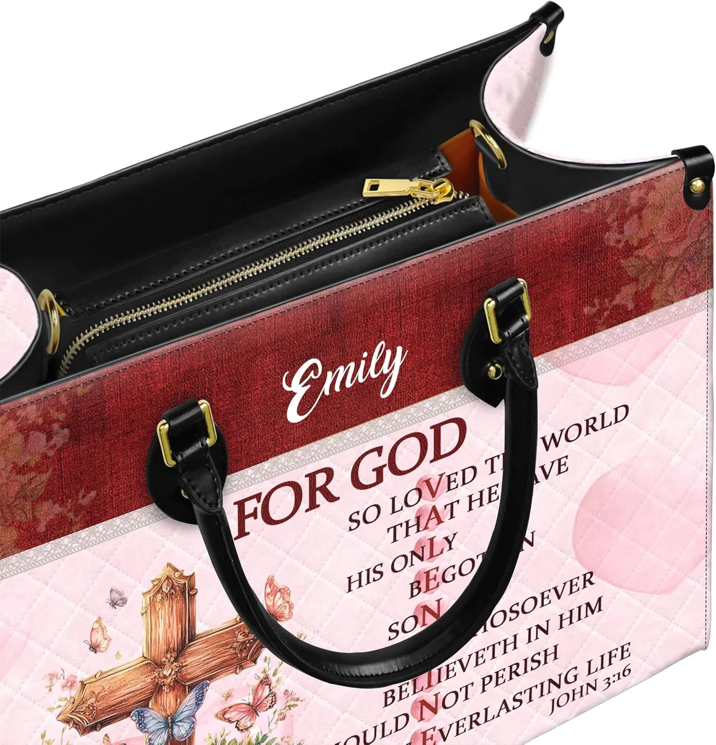 Personalized Leather Handbag for Women, Custom Name Church Bag, Christian Gifts, Mother Day's Gift for God Lovers