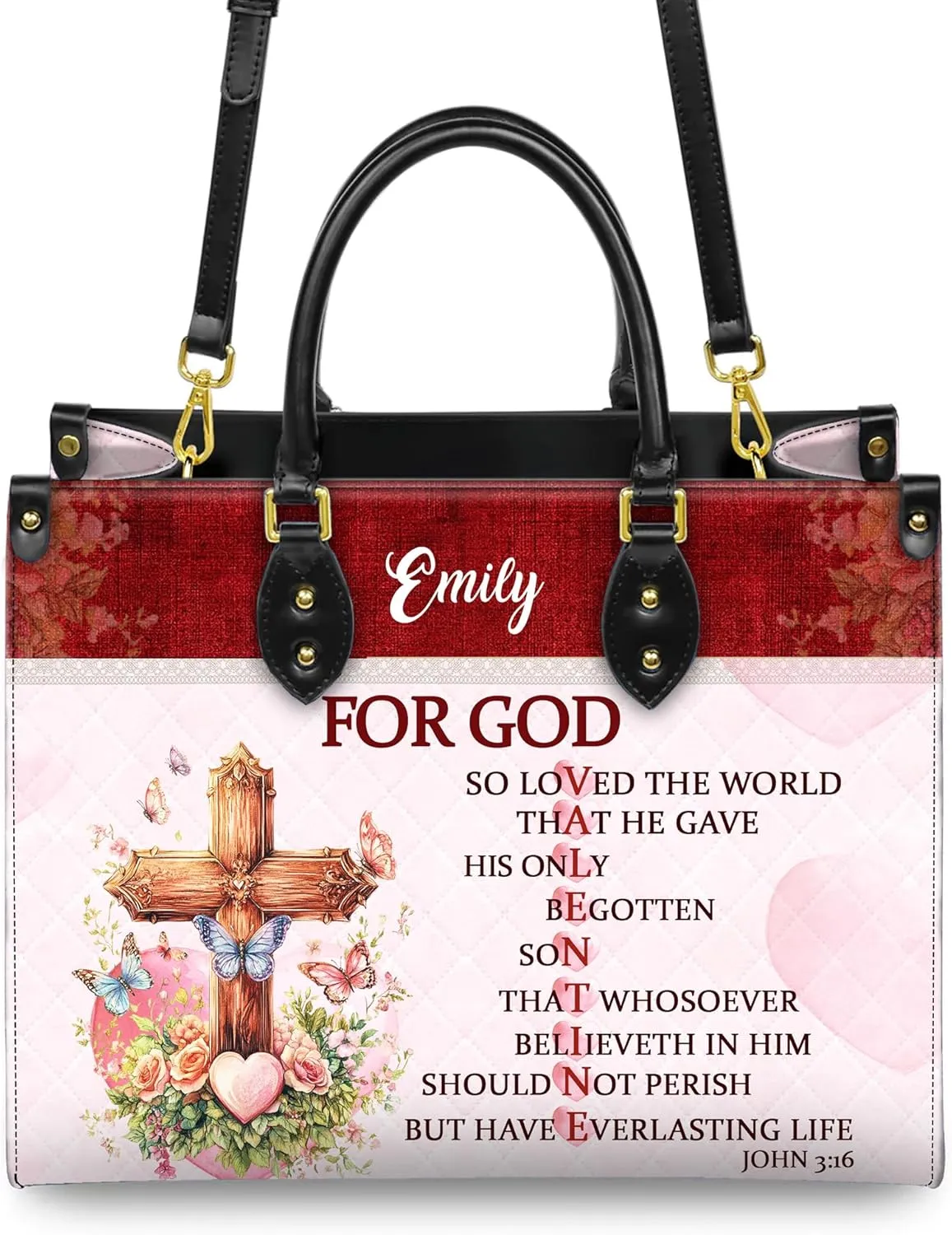 Personalized Leather Handbag for Women, Custom Name Church Bag, Christian Gifts, Mother Day's Gift for God Lovers