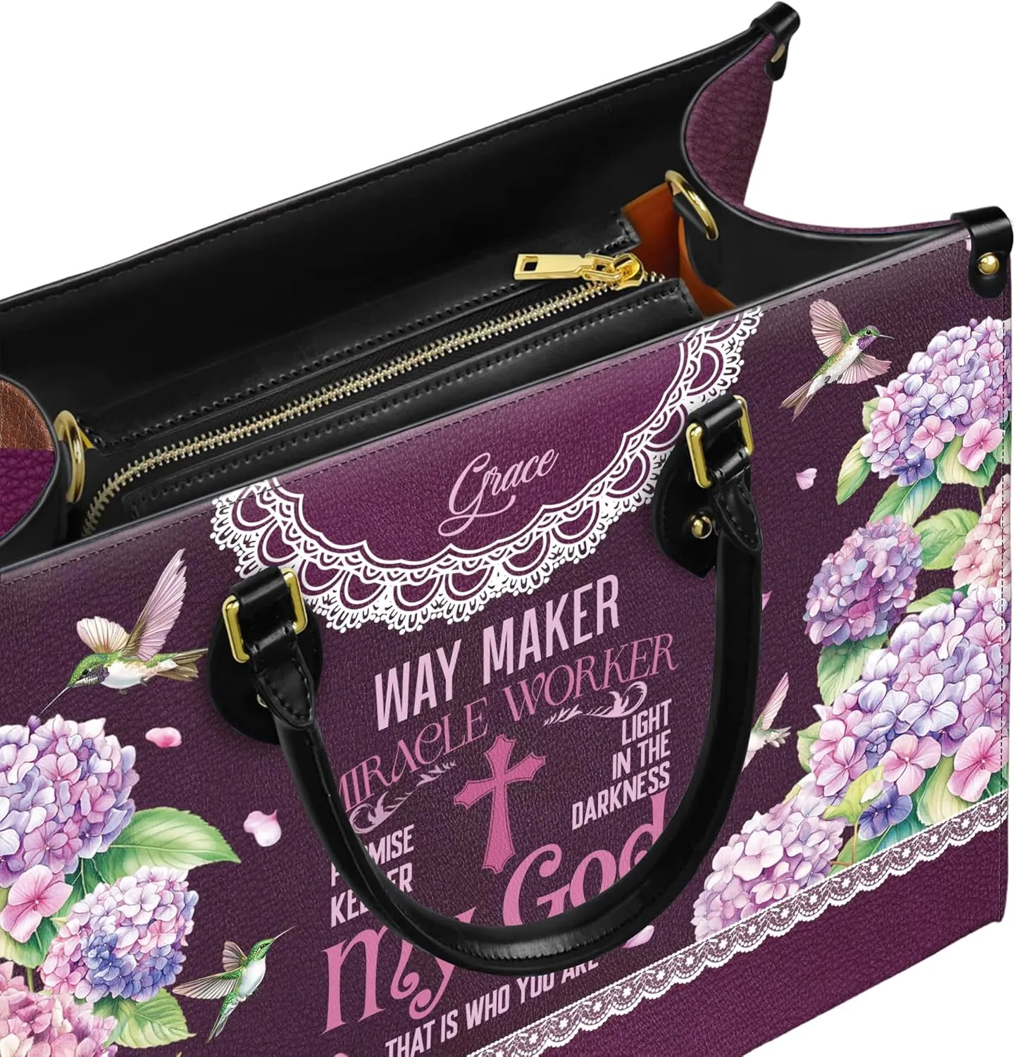 Personalized Leather Handbag for Women, Custom Name Church Bag, Christian Gifts, Mother Day's Gift for God Lovers