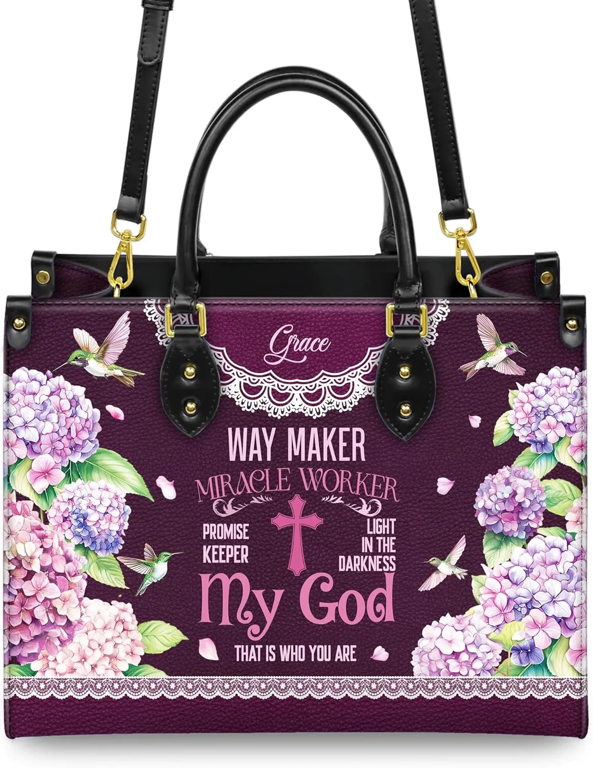 Personalized Leather Handbag for Women, Custom Name Church Bag, Christian Gifts, Mother Day's Gift for God Lovers