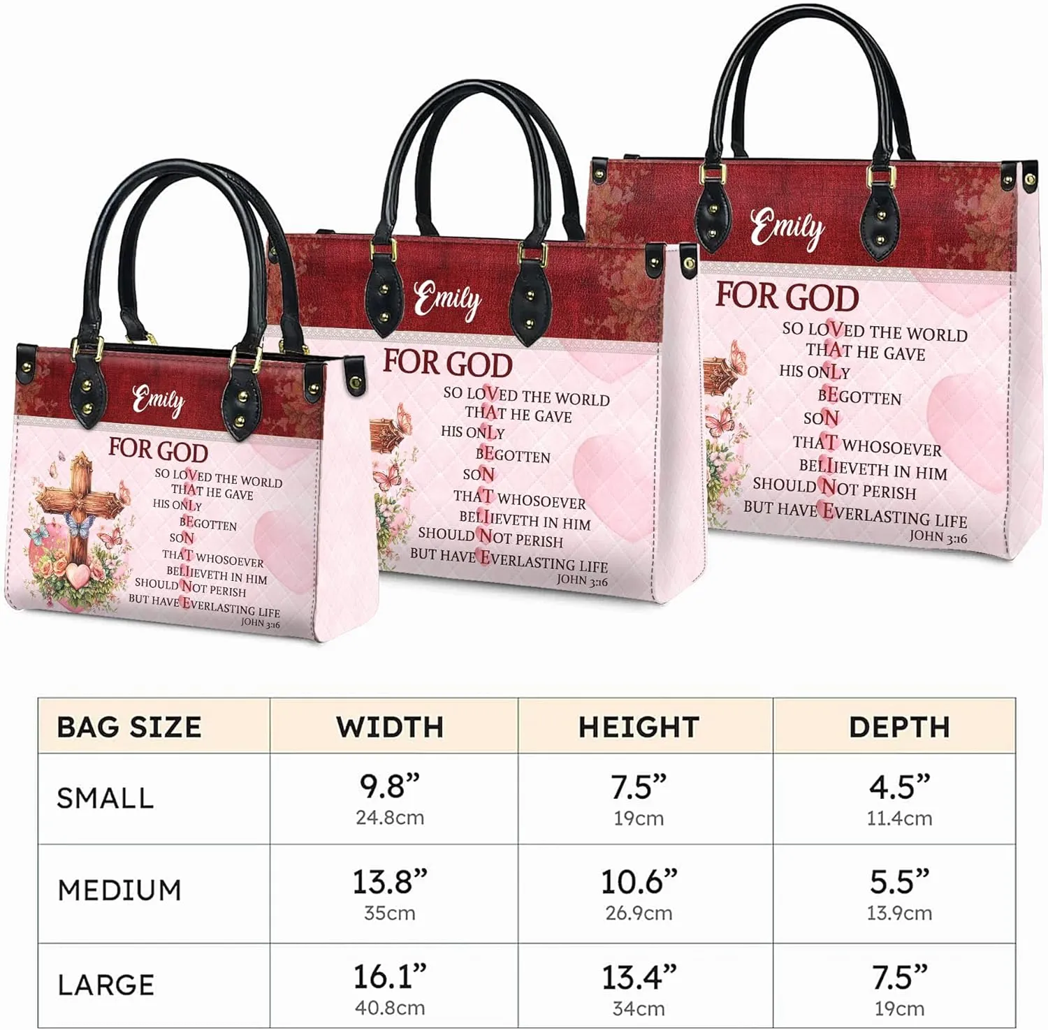 Personalized Leather Handbag for Women, Custom Name Church Bag, Christian Gifts, Mother Day's Gift for God Lovers
