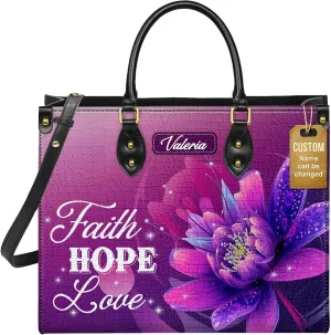 Personalized Leather Handbag for Women, Custom Name Church Bag, Christian Gifts, Mother's Day Gift for God Lovers
