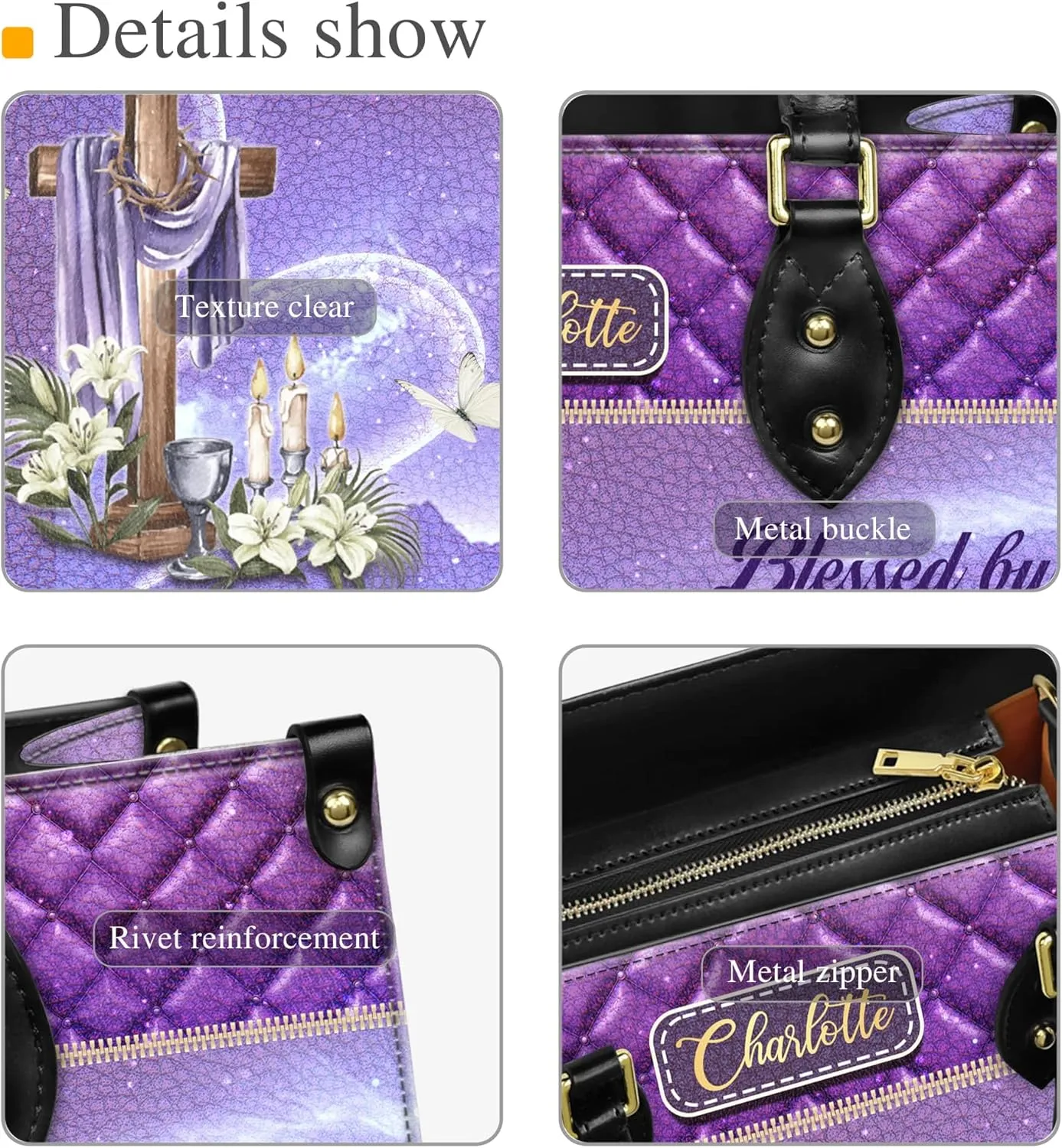 Personalized Leather Handbag for Women, Custom Name Church Bag, Christian Gifts, Mother's Day Gift for God Lovers