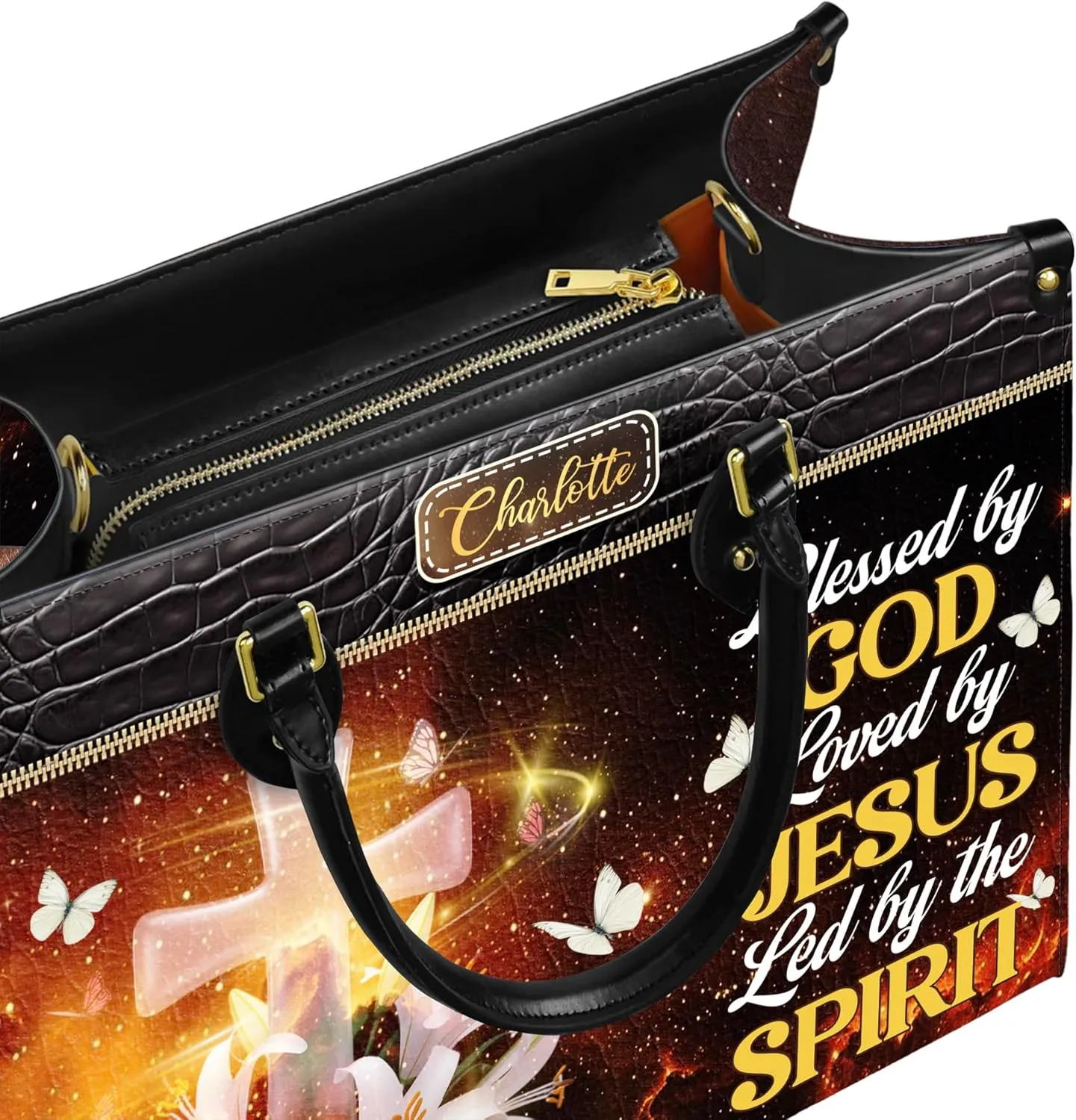 Personalized Leather Handbag for Women, Custom Name Church Bag, Christian Gifts, Mother's Day Gift for God Lovers