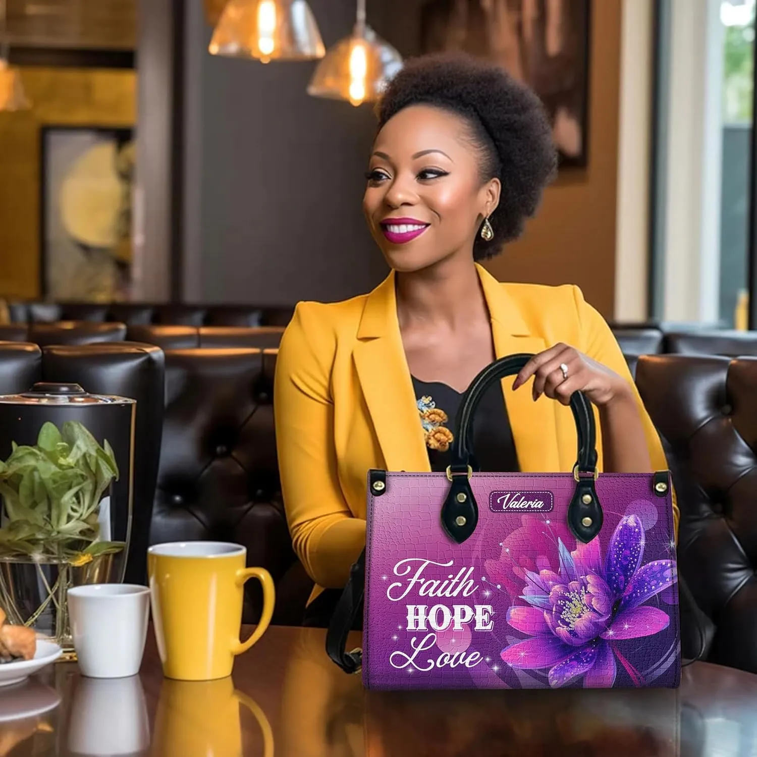Personalized Leather Handbag for Women, Custom Name Church Bag, Christian Gifts, Mother's Day Gift for God Lovers