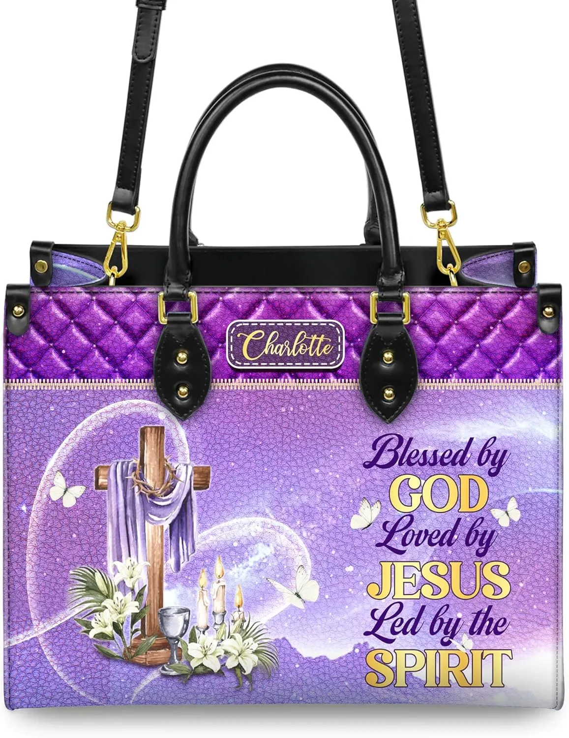 Personalized Leather Handbag for Women, Custom Name Church Bag, Christian Gifts, Mother's Day Gift for God Lovers