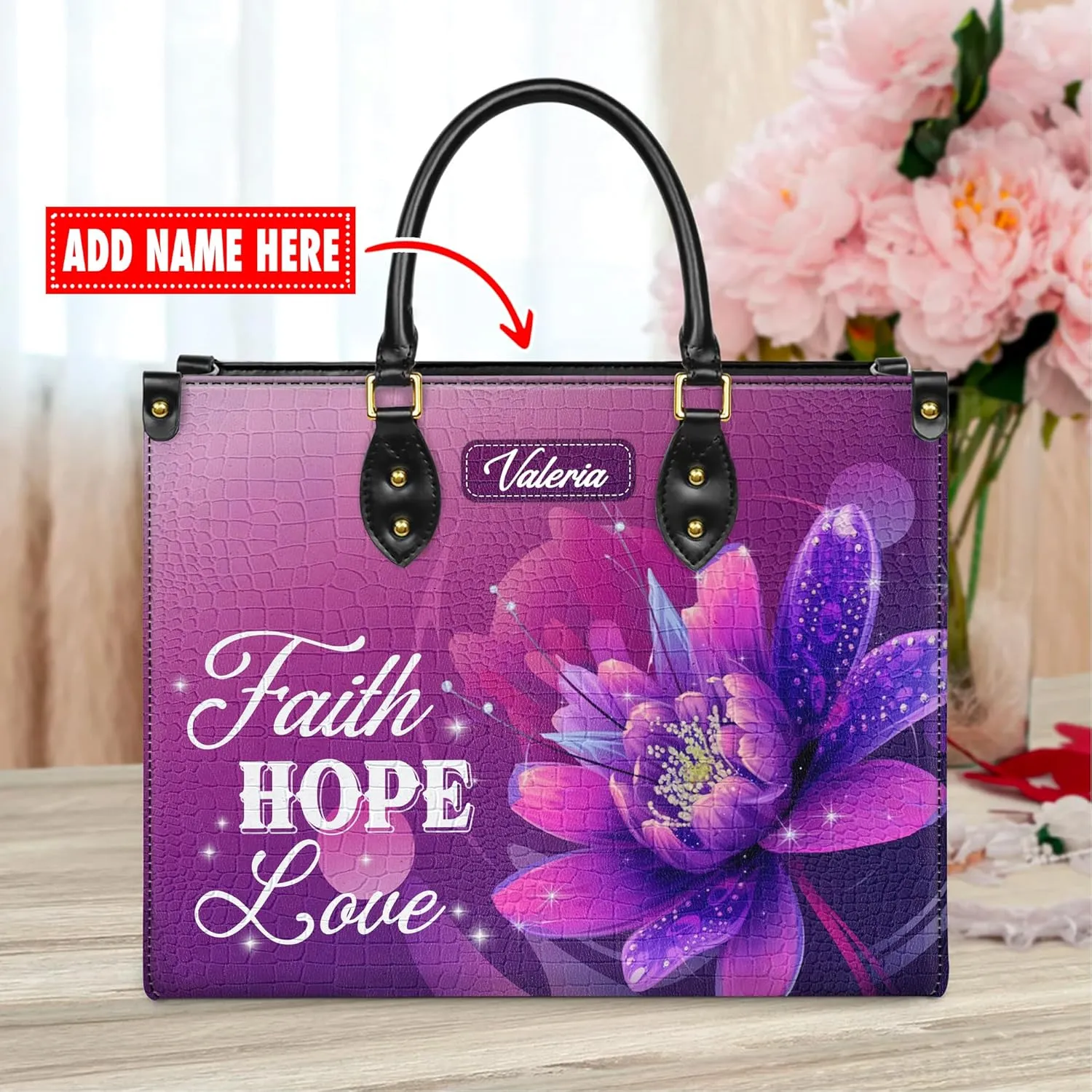 Personalized Leather Handbag for Women, Custom Name Church Bag, Christian Gifts, Mother's Day Gift for God Lovers