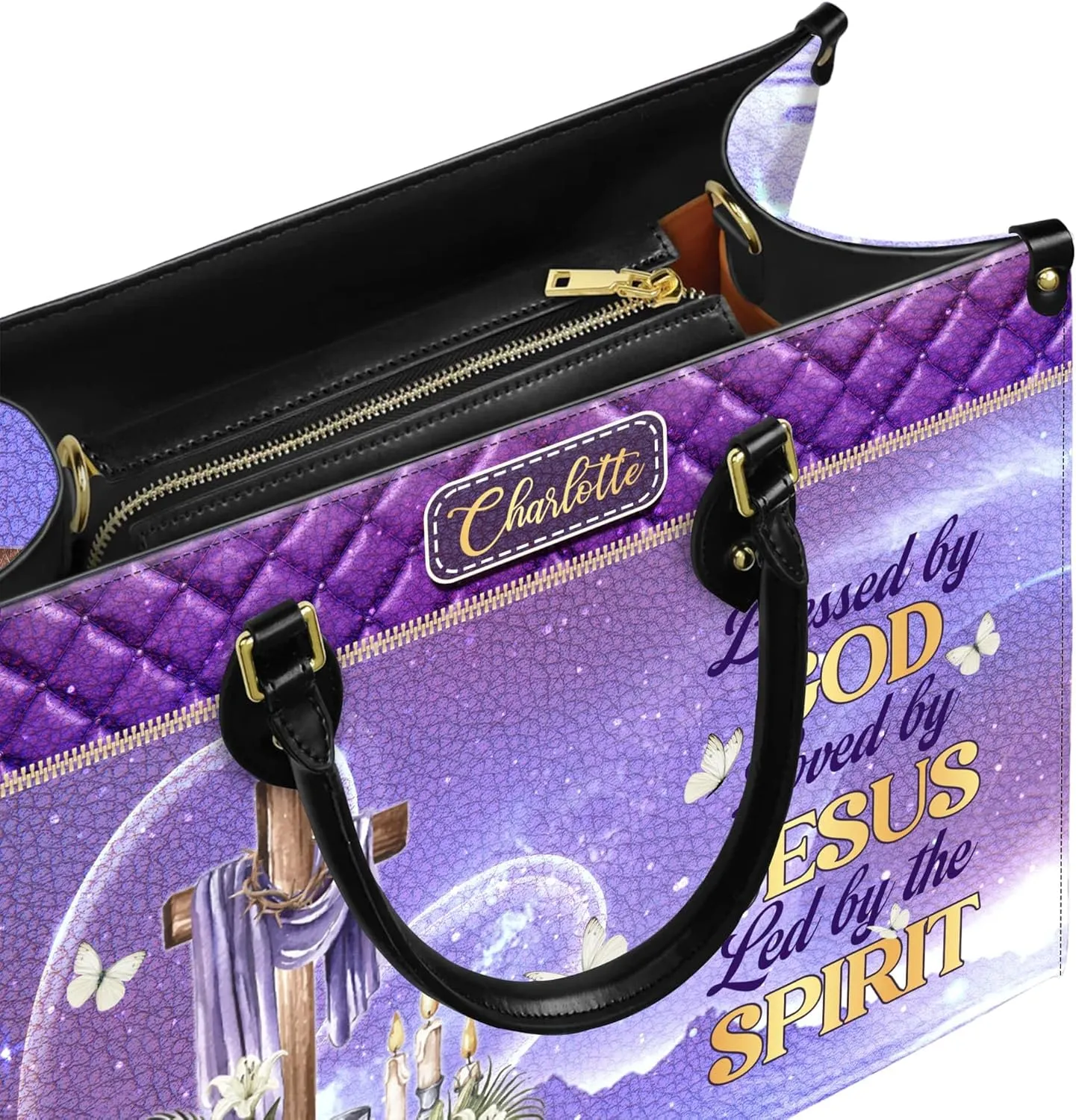 Personalized Leather Handbag for Women, Custom Name Church Bag, Christian Gifts, Mother's Day Gift for God Lovers