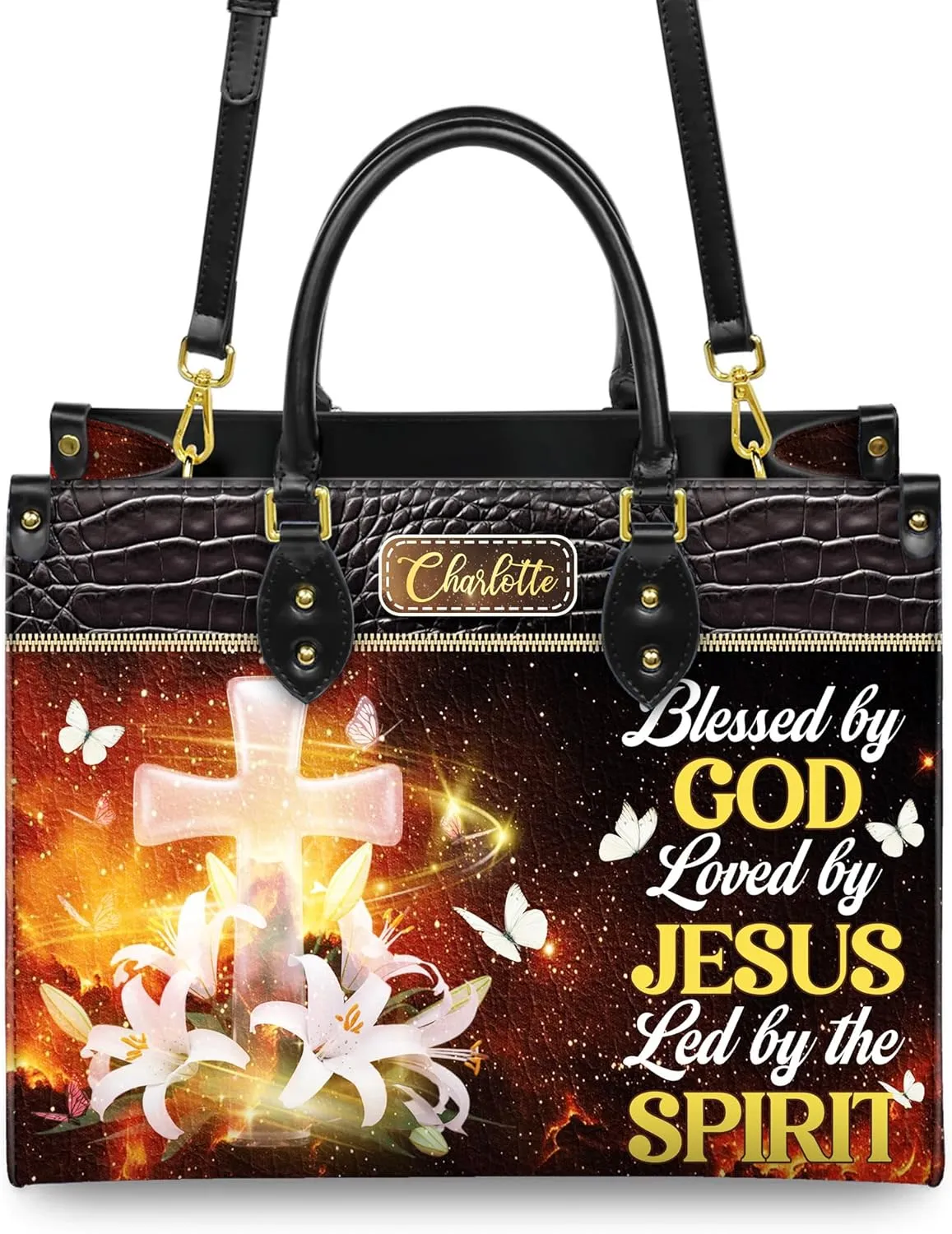 Personalized Leather Handbag for Women, Custom Name Church Bag, Christian Gifts, Mother's Day Gift for God Lovers