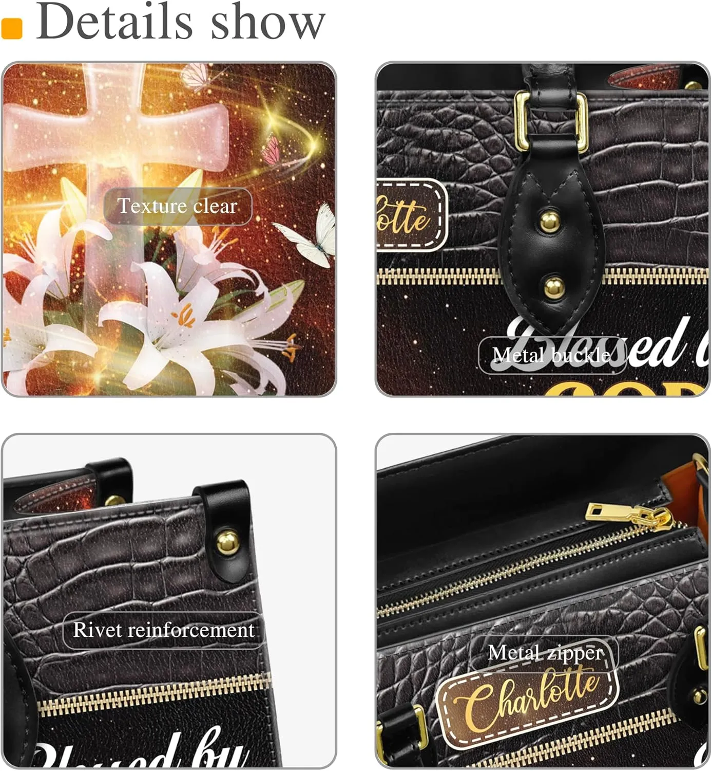 Personalized Leather Handbag for Women, Custom Name Church Bag, Christian Gifts, Mother's Day Gift for God Lovers