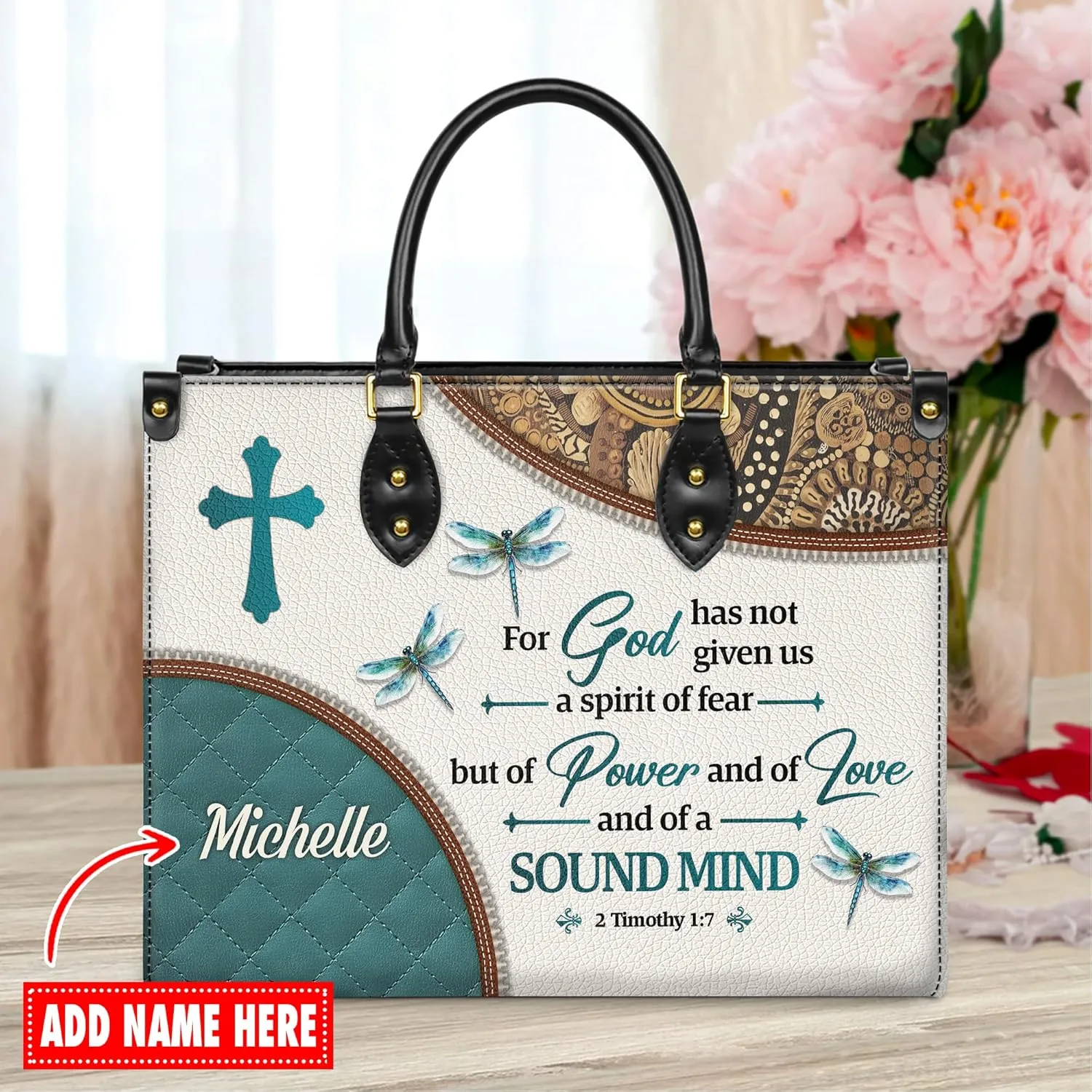 Personalized Leather Handbag for Women, Custom Name Church Bags, Christian Gifts for God Lovers, Ideal for Mother’s Day Gifts