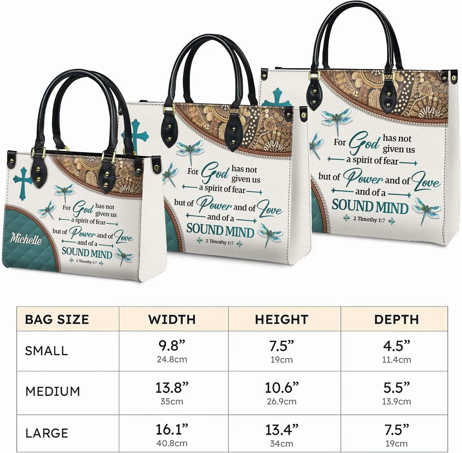 Personalized Leather Handbag for Women, Custom Name Church Bags, Christian Gifts for God Lovers, Ideal for Mother’s Day Gifts