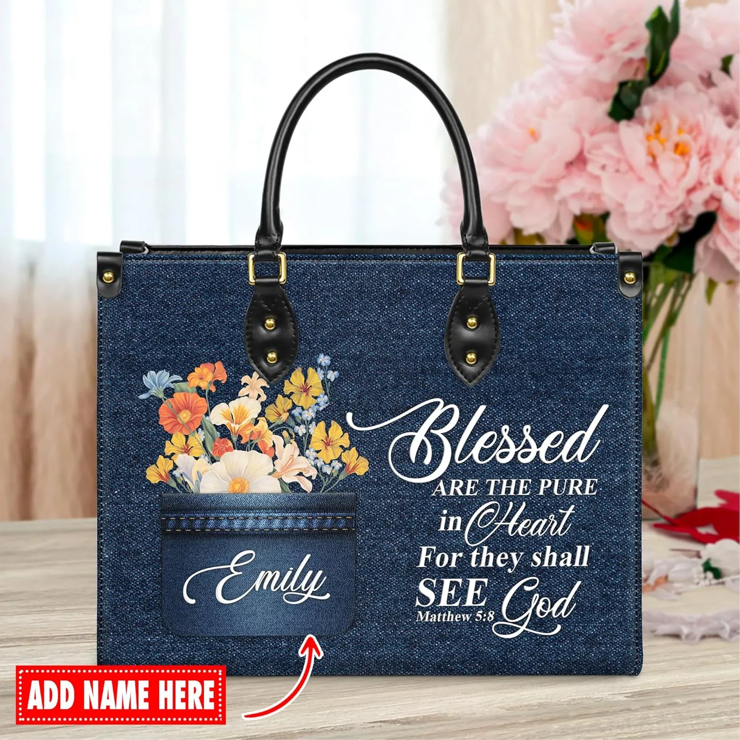 Personalized Leather Handbag for Women, Custom Name Church Bags, Christian Gifts for God Lovers, Ideal for Mother’s Day Gifts